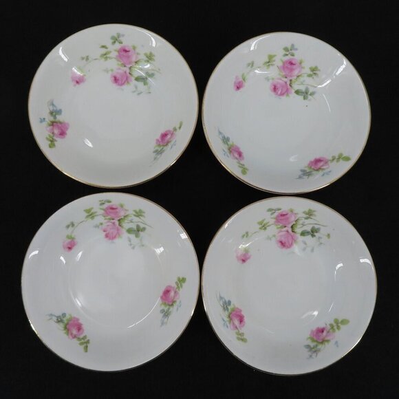 Union T Czechoslovakia Set of 4 Bowls 5.25in Pink Rose Flower Floral Gold Trim - Picture 13 of 13